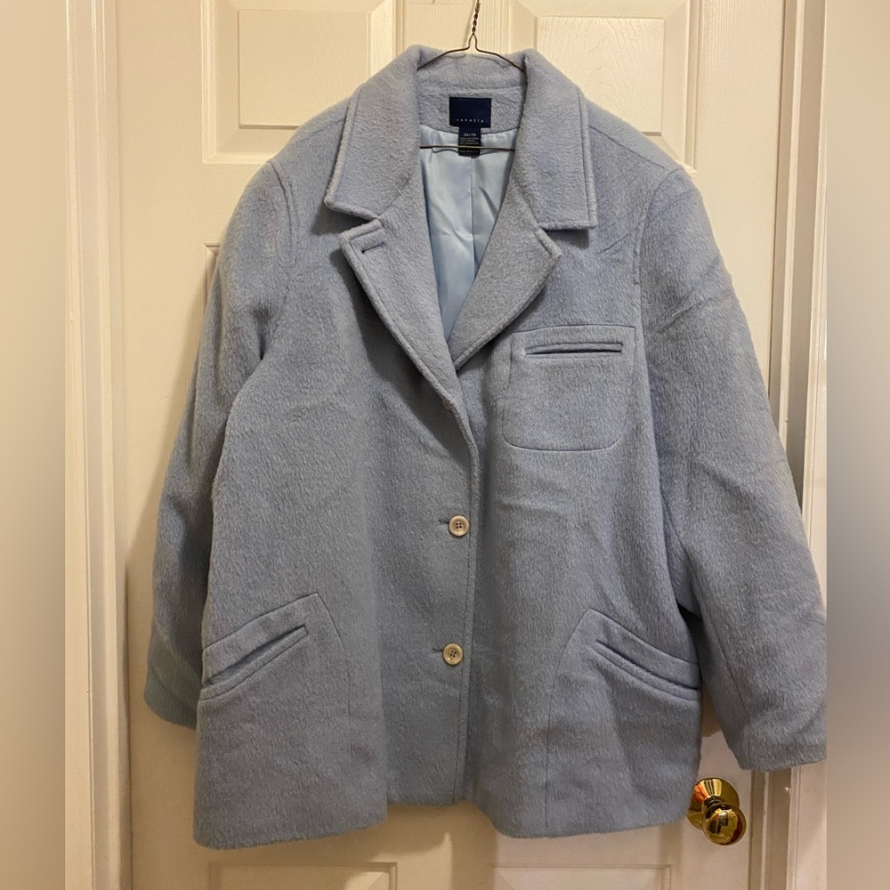 Soft Blue Plus Size Peacoat